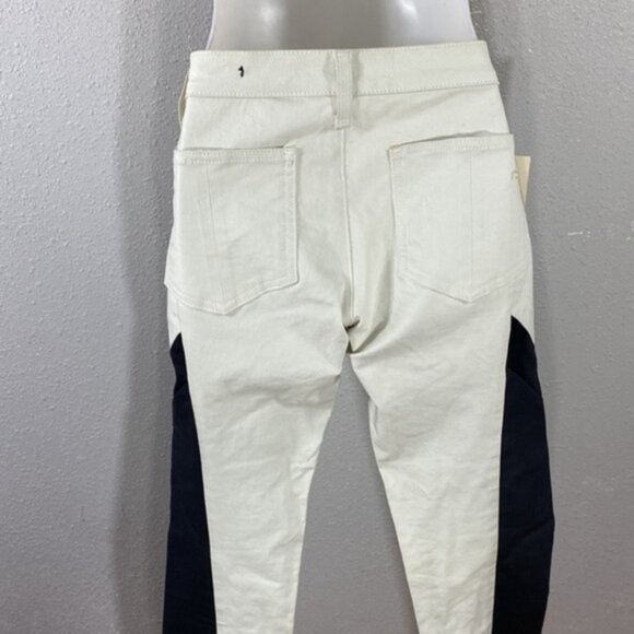 NWT Rag & Bone Grand Prix Winter White Black Leather Panel Legging Jeans 27 - Picture 8 of 13